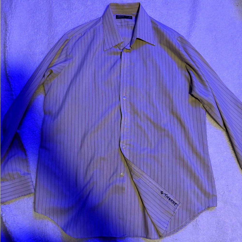 Men's Pinstripe Dress Shirt in Light Blue